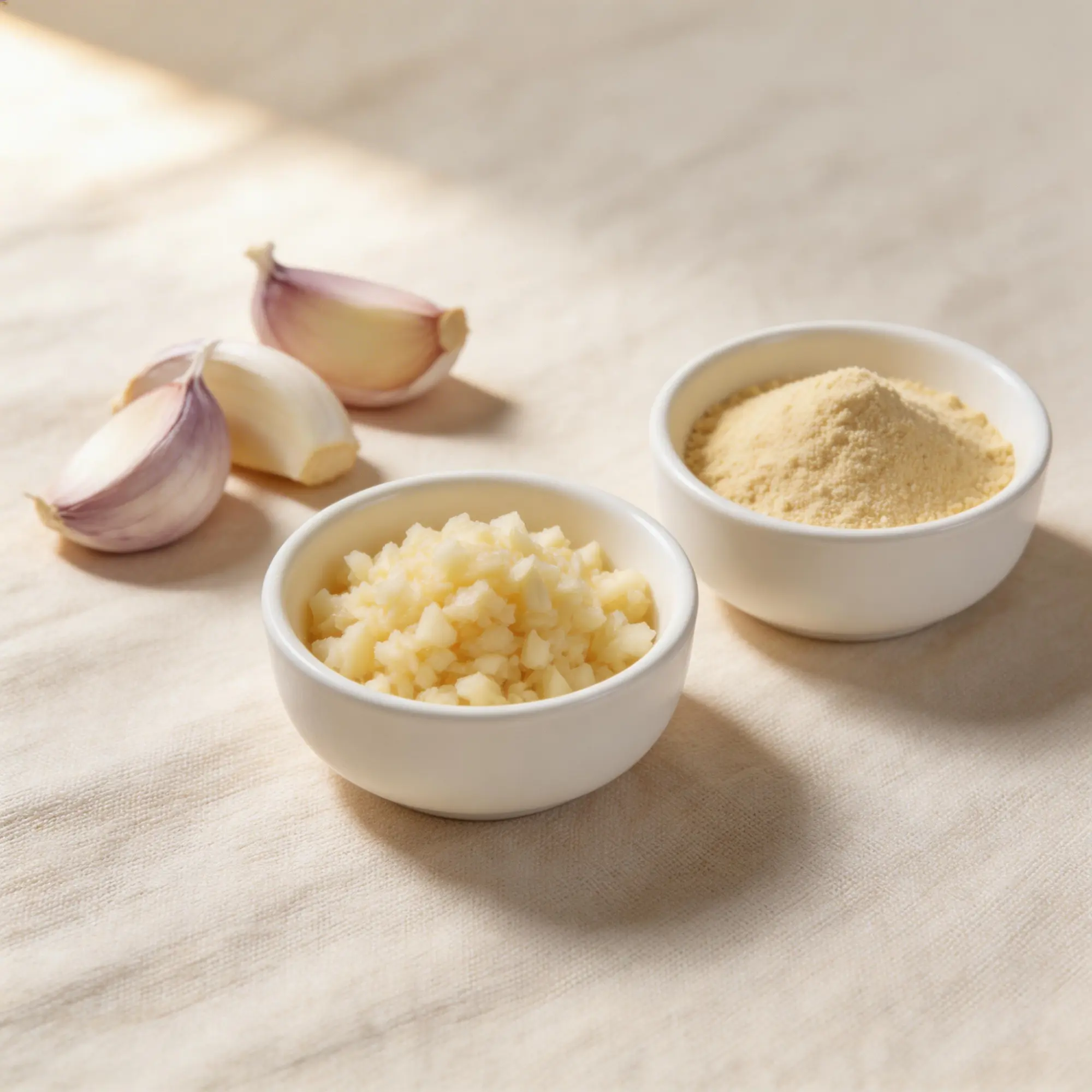 Garlic bulbs and supplement capsules with fresh garlic cloves