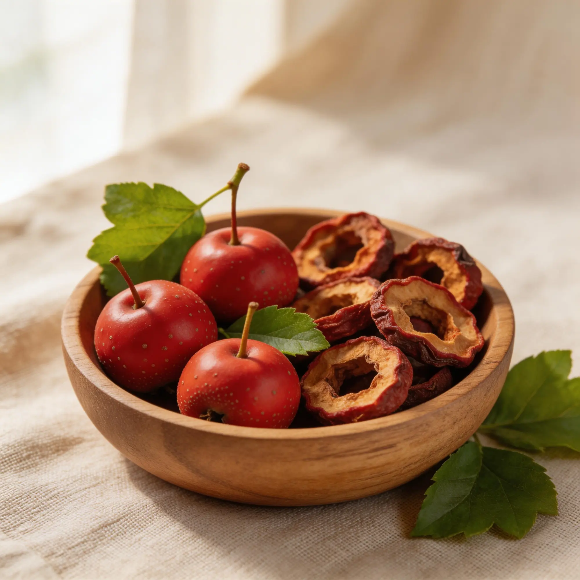 Hawthorn berries, fresh branches and supplement capsules